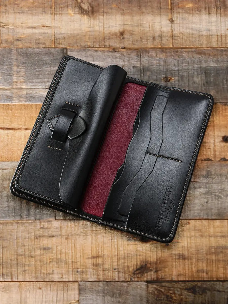 FN-WLN1-4SC HARNESS LEATHER LONG WALLET / CONCHO - BLACK