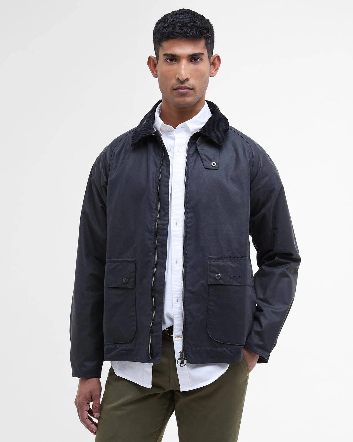 SHORT BEDALE WAX JACKET - NAVY