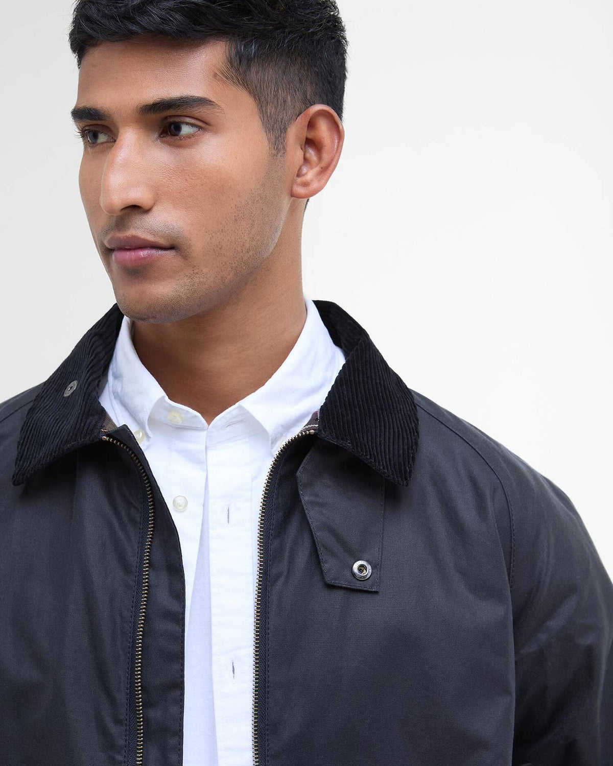 SHORT BEDALE WAX JACKET - NAVY