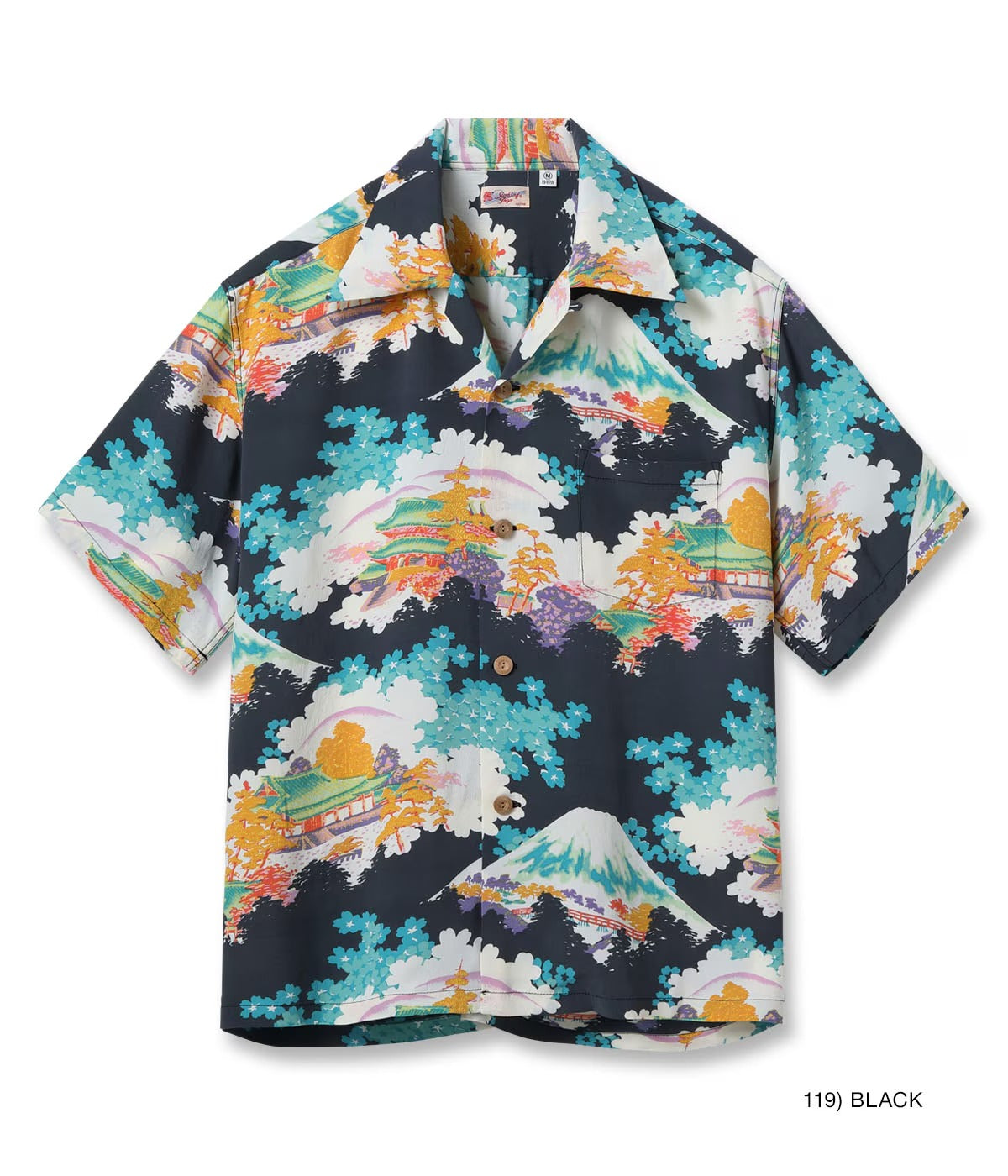 SS39618 RAYON HAWAIIAN SHIRT “ANCIENT CAPITAL” - BLACK