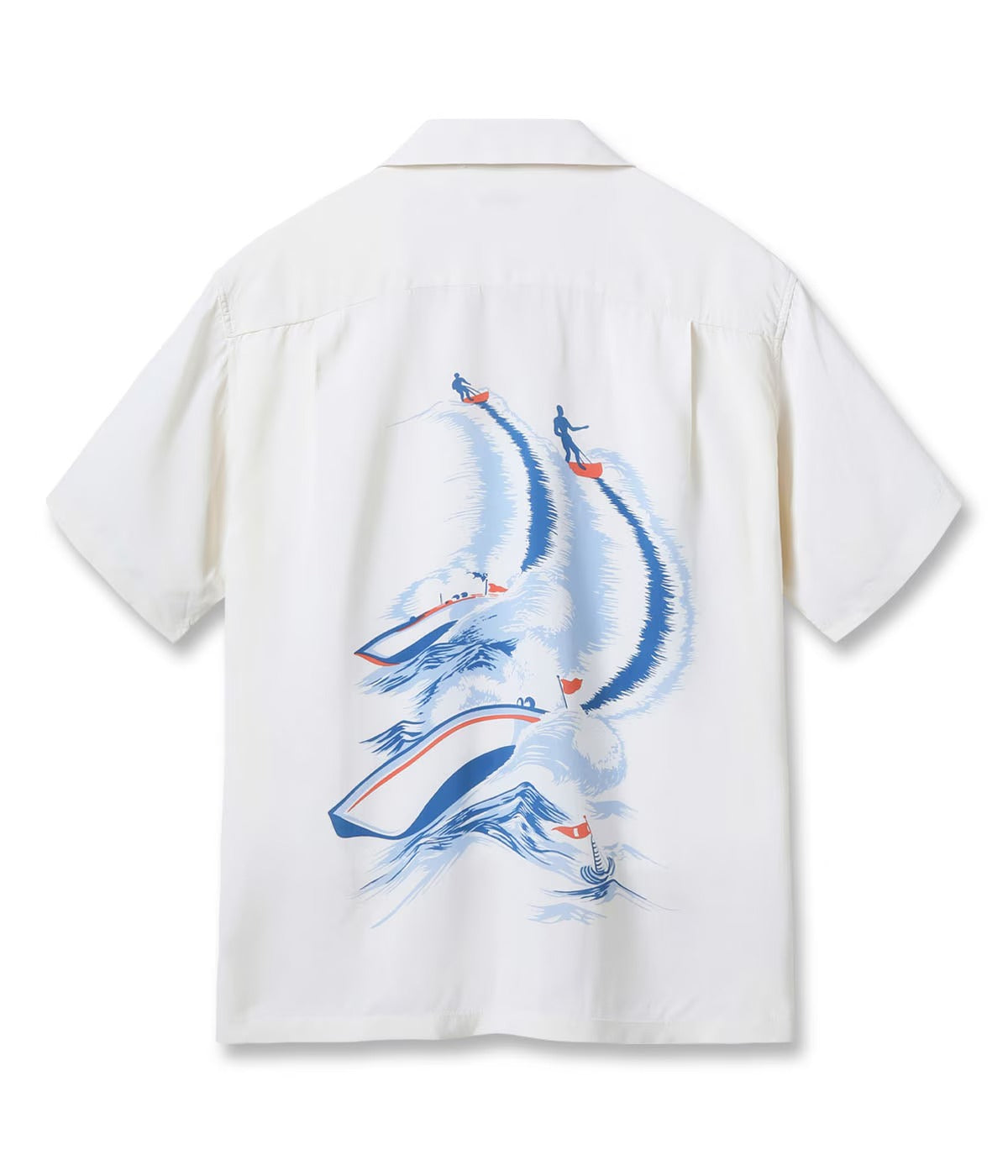 SS39630 RAYON HAWAIIAN SHIRT “WATER SKIING” - OFF WHITE