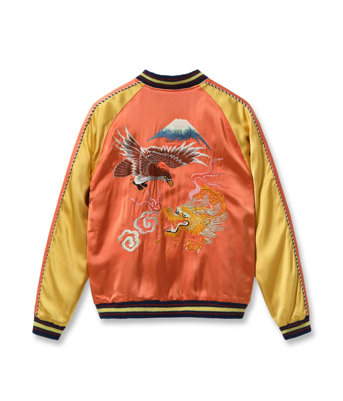 TT15911-159 Late 1940s Style Acetate Souvenir Jacket KOSHO & CO. Special Edition “EAGLE & DRAGON” × “JAPAN MAP” - ORANGE/NAVY