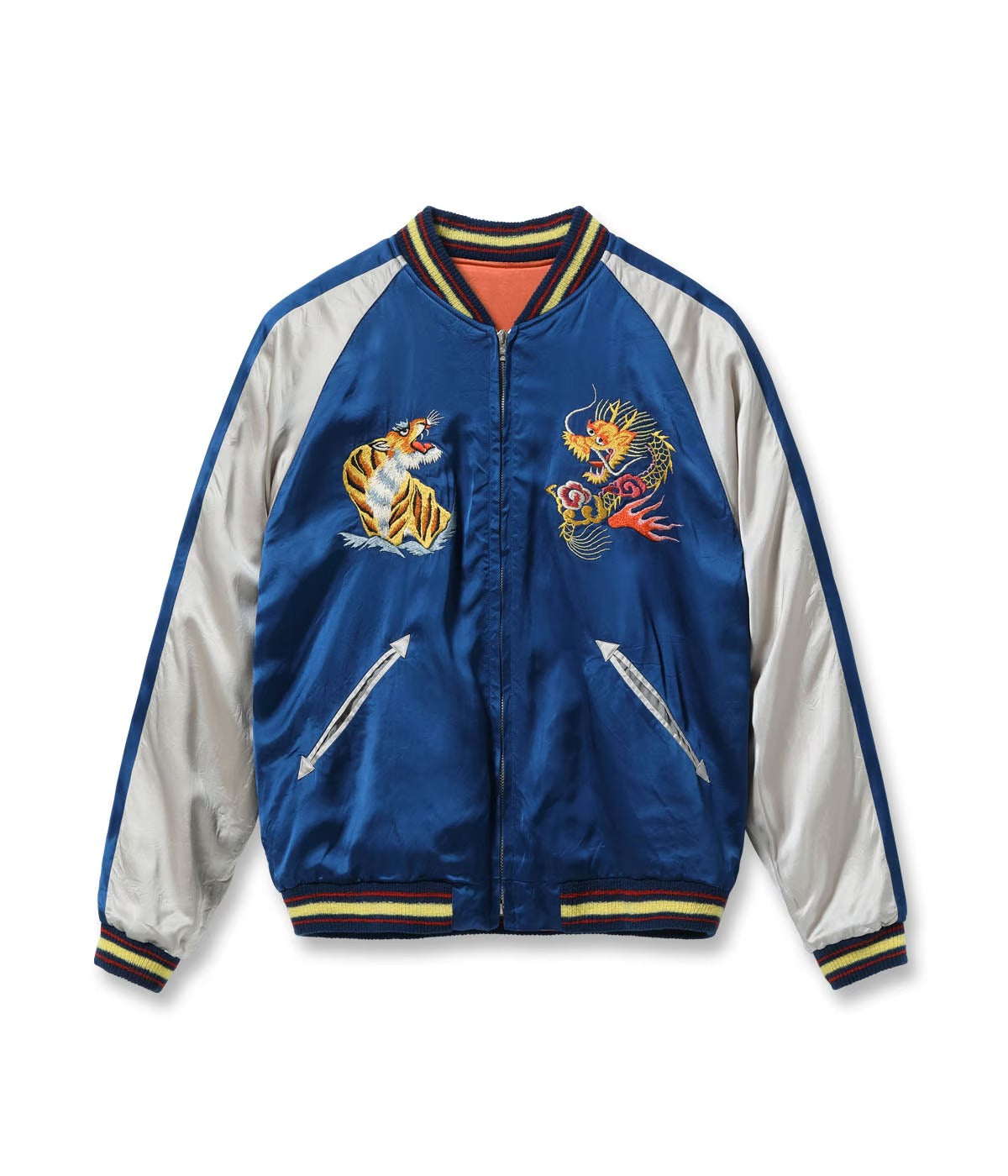 TT15911-159 Late 1940s Style Acetate Souvenir Jacket KOSHO & CO. Special Edition “EAGLE & DRAGON” × “JAPAN MAP” - ORANGE/NAVY