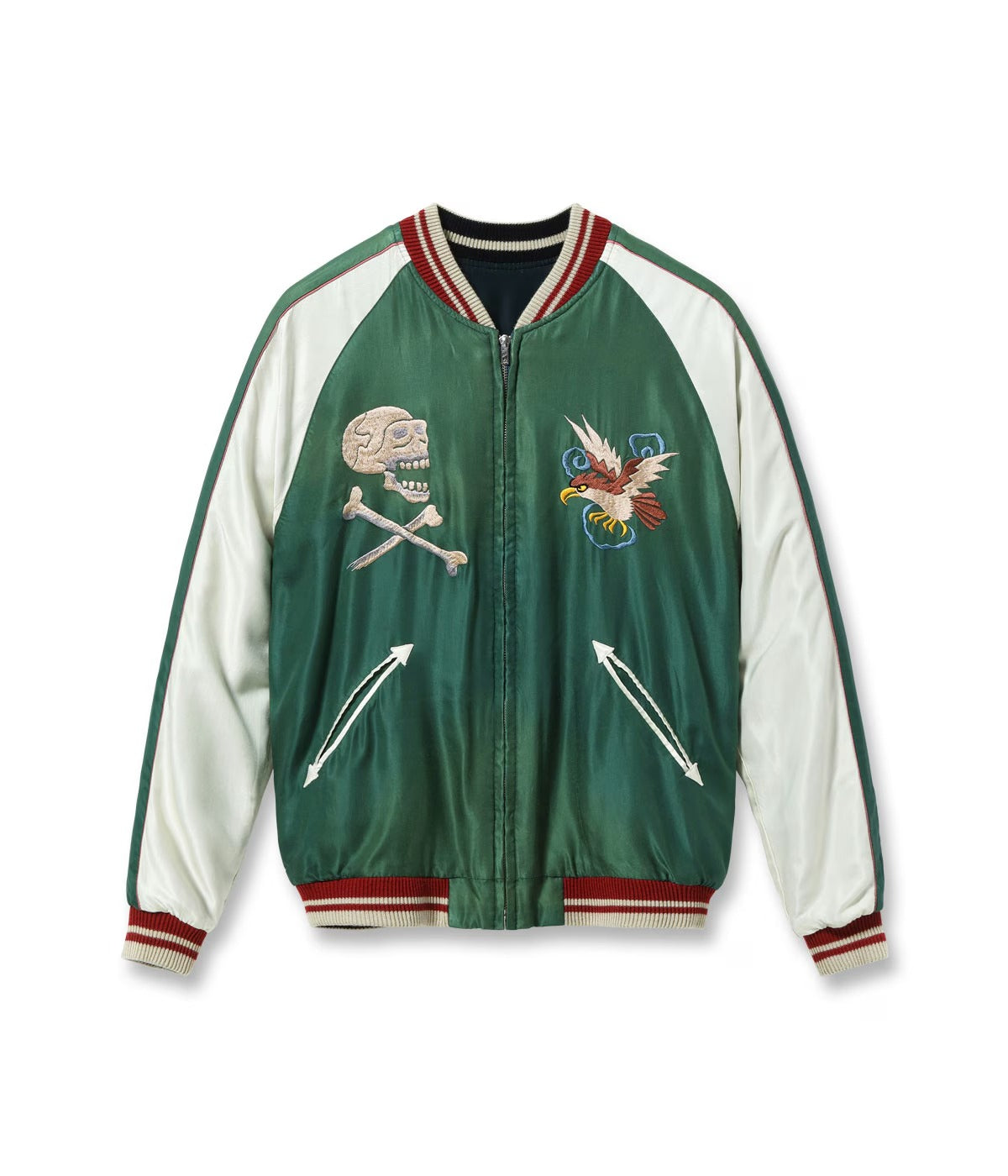 TT15878-119 Mid 1950s Style Acetate Souvenir Jacket “TIGER HEAD” X“CHEVY LOVER” (AGING MODEL) - BLACK/GREEN