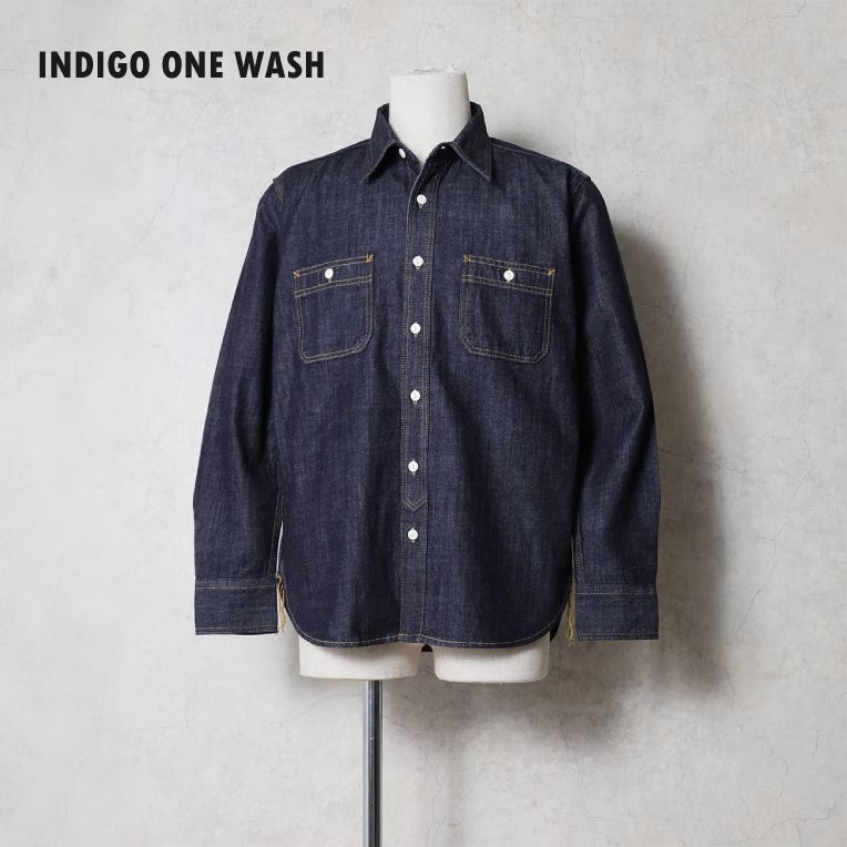 40511 USA COTTON DENIM WORK SHIRT - INDIGO ONE WASH