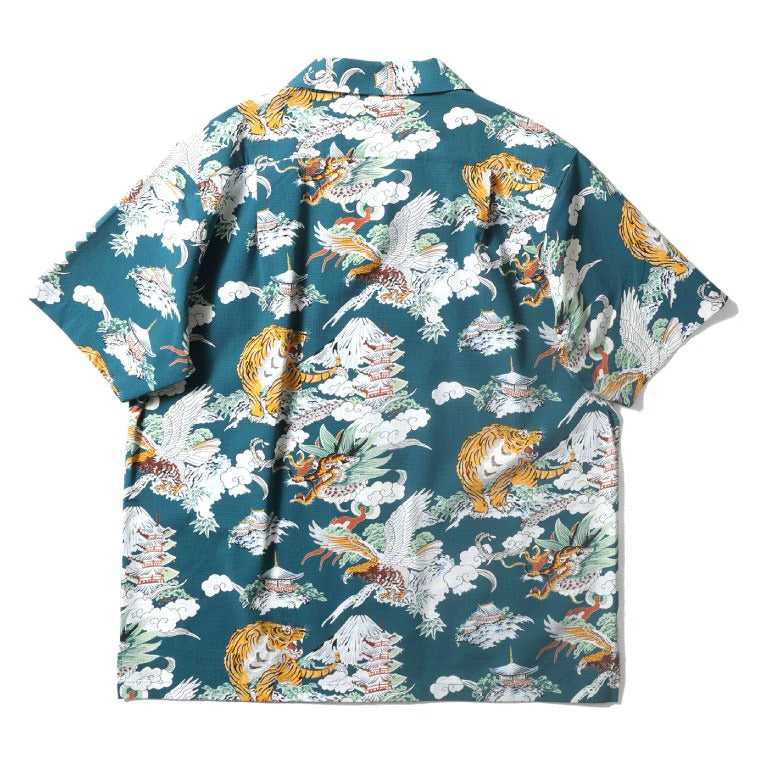 41313 VENT NYLON RIP OPEN COLLAR SHIRT (Three-way design) - TURQUOISE