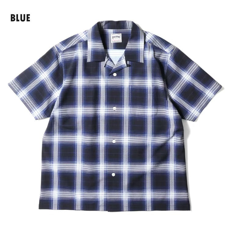 41314 VENT NYLON RIP OPEN COLLAR SHIRT (OMBRE CHECK) - BLUE