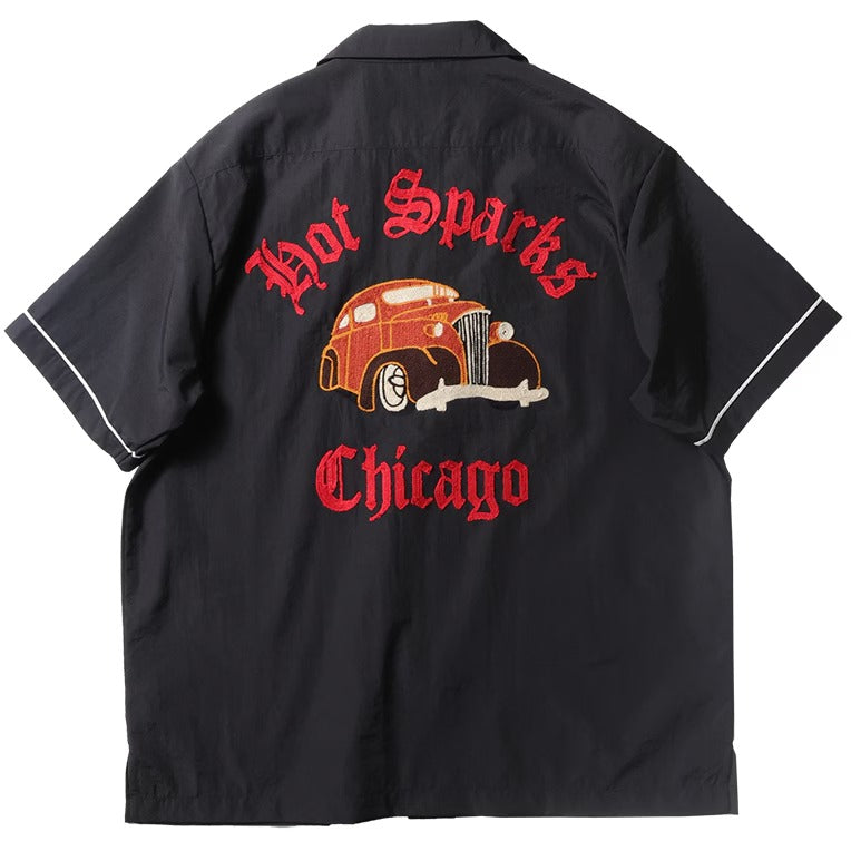 41321 BROAD BOWLING SHIRT (HOT SPARKS) - BLACK