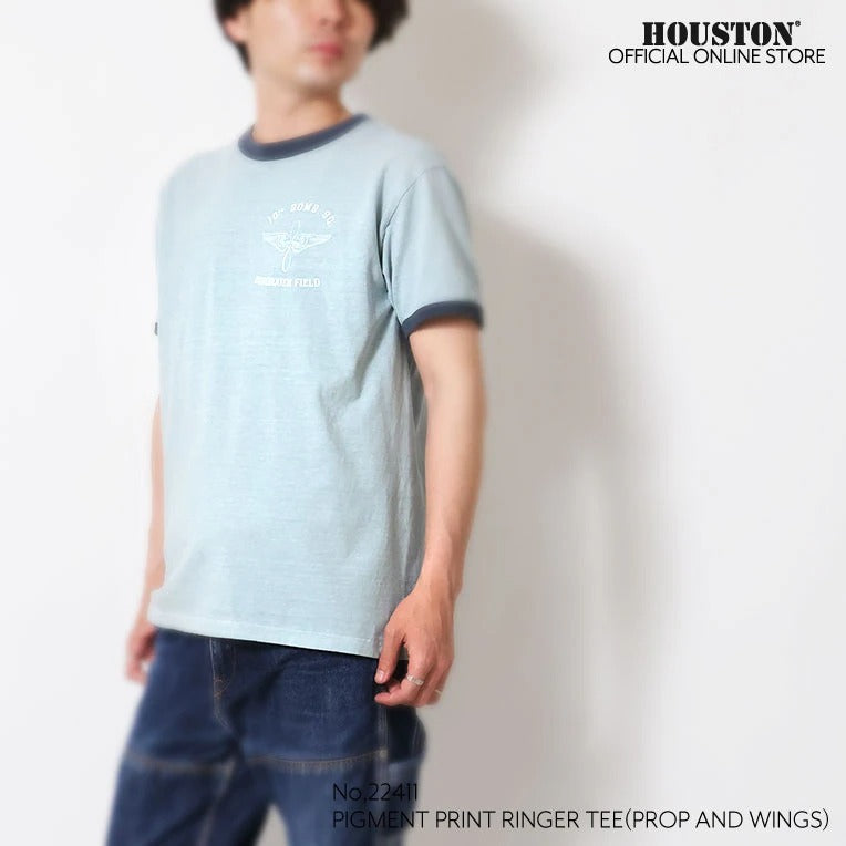22411 PIGMENT PRINT RINGER TEE (PROP AND WINGS) - BLUE
