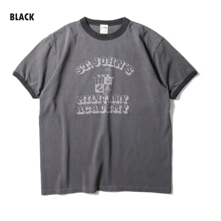 22412 PIGMENT PRINT RINGER TEE (MILITARY ACADEMY) - BLACK