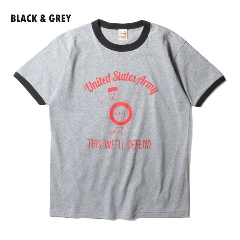 22413 PRINT RINGER TEE (US ARMY) - BLACK/GREY