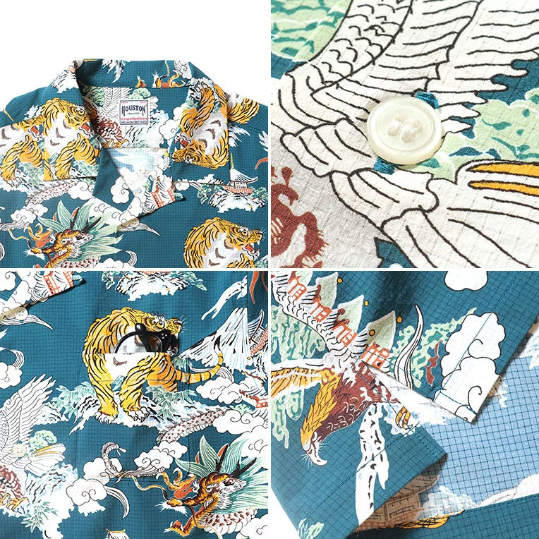 41313 VENT NYLON RIP OPEN COLLAR SHIRT (Three-way design) - TURQUOISE