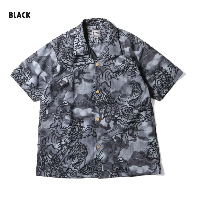 41355 ALOHA SHIRT (DRAGON) - BLACK