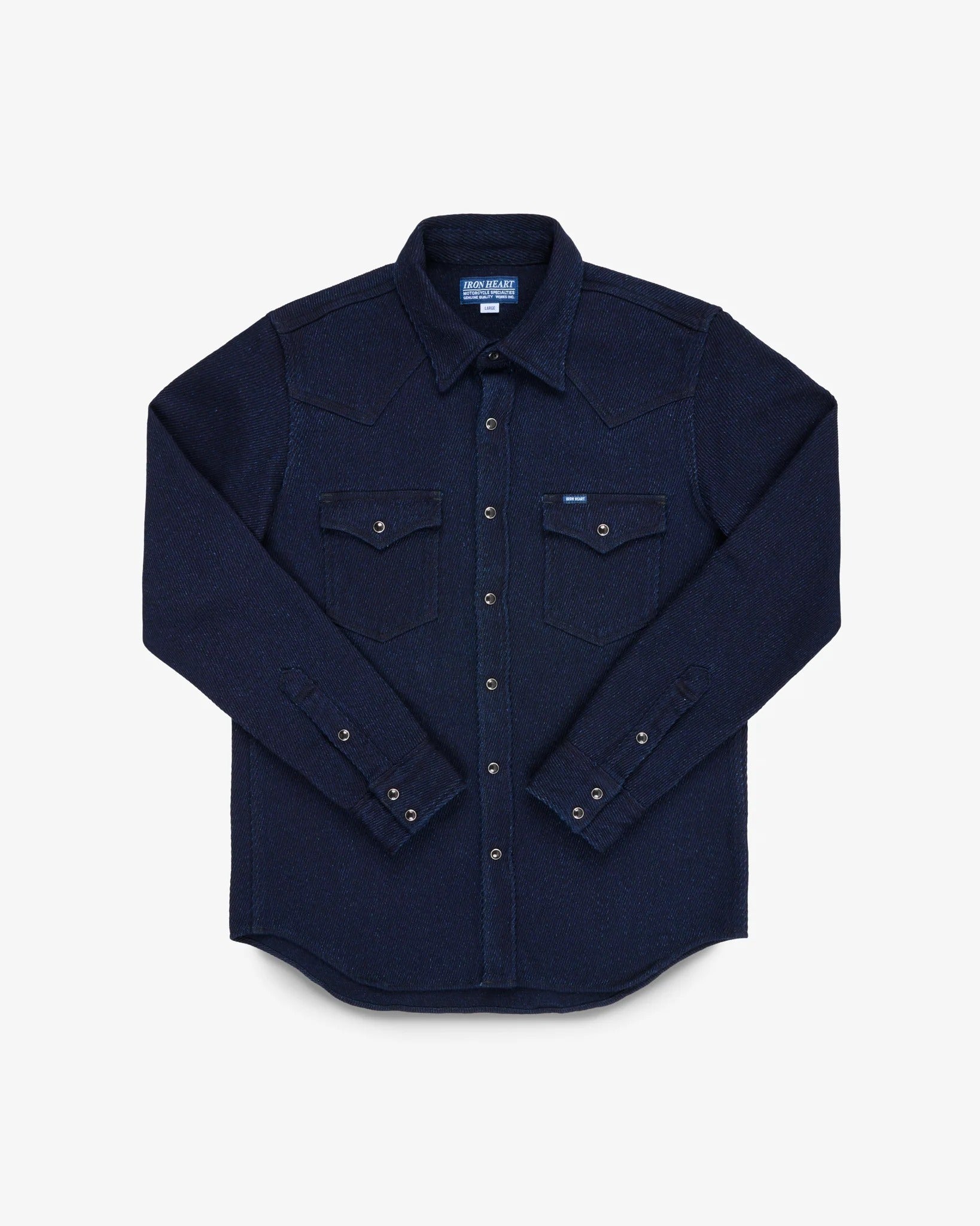 IHSH-208-IND 14OZ KERSEY WESTERN SHIRT - INDIGO