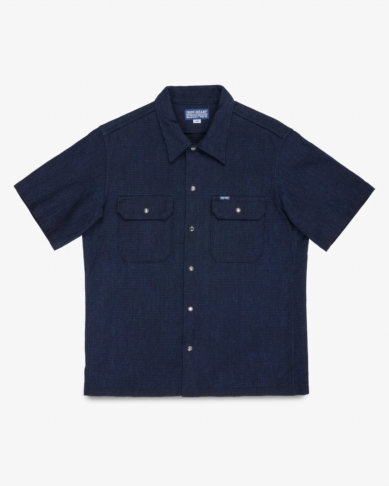 IHSH-445-IND 10OZ DOBBY CLOTH SHORT SLEEVE MECHANIC SHIRT - INDIGO