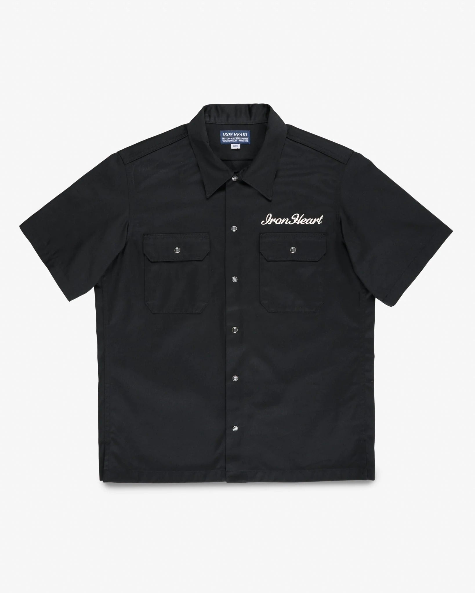 IHSH-446-BLK 9.6OZ T/C SHORT SLEEVED MECHANIC SHIRT - BLACK