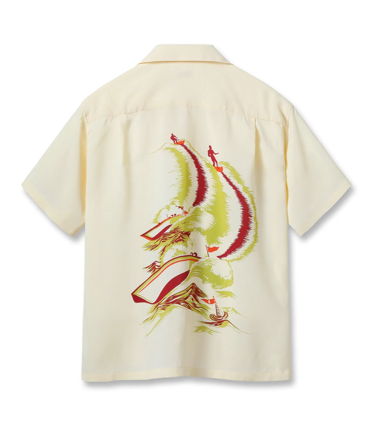 SS39630 RAYON HAWAIIAN SHIRT “WATER SKIING” - YELLOW