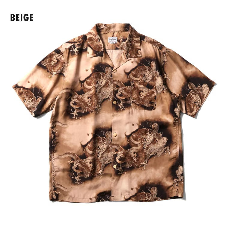 41297 ALOHA SHIRT (FLYING DRAGON) - BEIGE