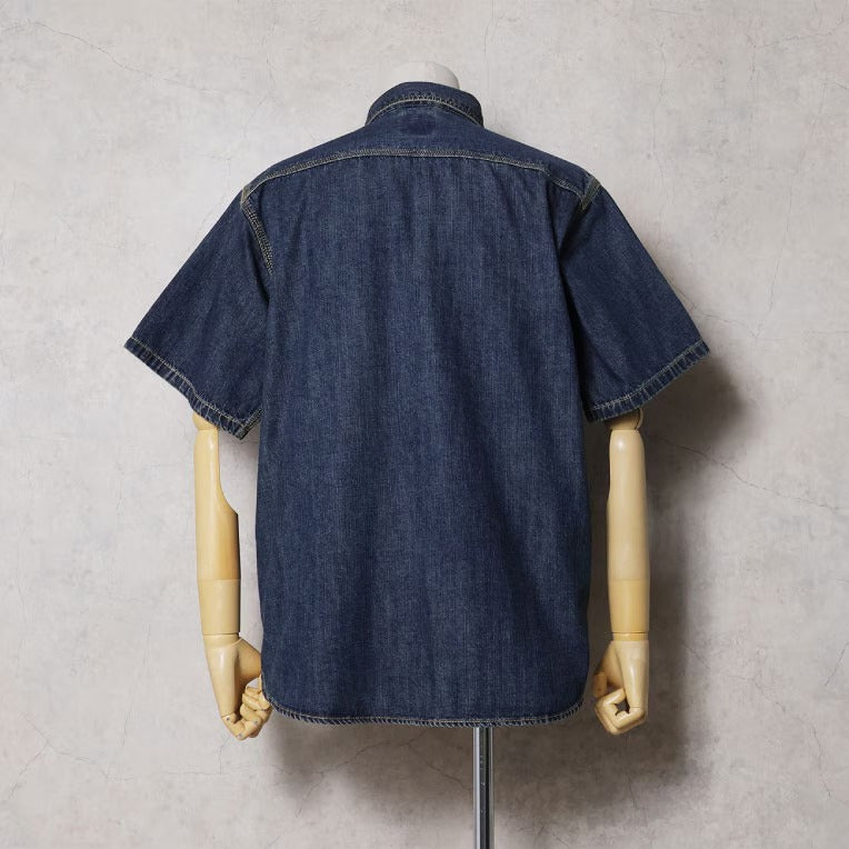 41341 U.S. COTTON DENIM S/S WORK SHIRT - INDIGO VINTAGE WASH