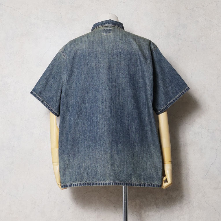 41343 U.S. COTTON DENIM S/S U.S.ARMY PULLOVER SHIRT - INDIGO VINTAGE WASH
