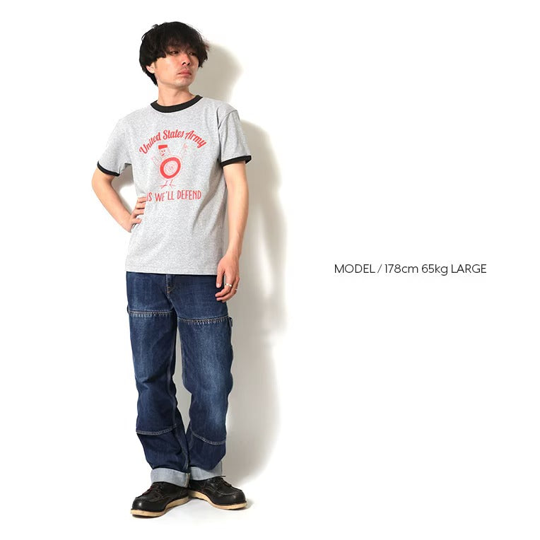 22413 PRINT RINGER TEE (US ARMY) - BLACK/GREY