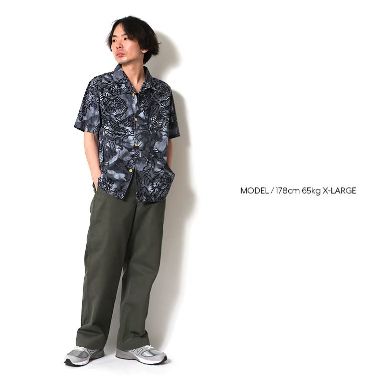 41355 ALOHA SHIRT (DRAGON) - BLACK