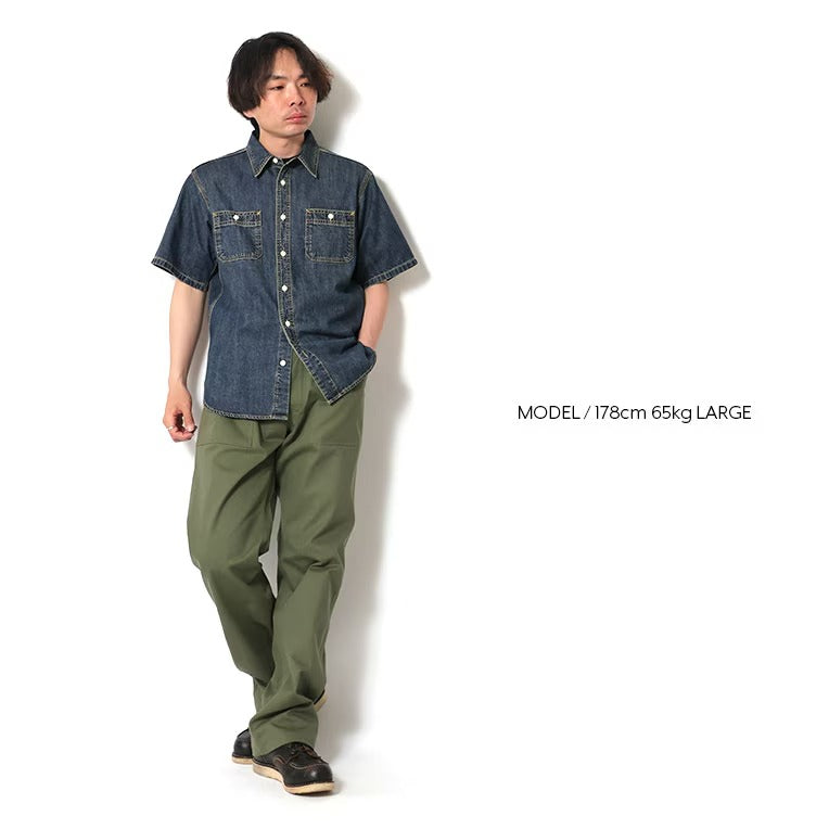 41341 U.S. COTTON DENIM S/S WORK SHIRT - INDIGO VINTAGE WASH