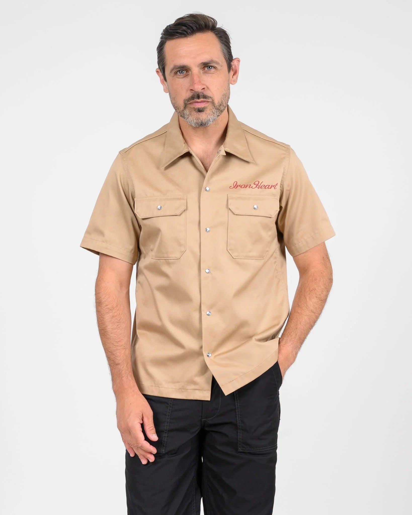 IHSH-446-KHA 9.6OZ T/C SHORT SLEEVED MECHANIC SHIRT - KHAKI