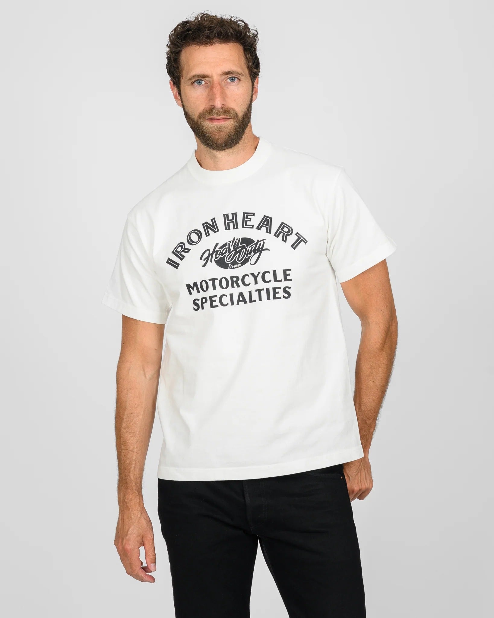IHT-2602-WHT 7.5OZ PRINTED LOOPWHEEL CREW NECK T-SHIRT - WHITE