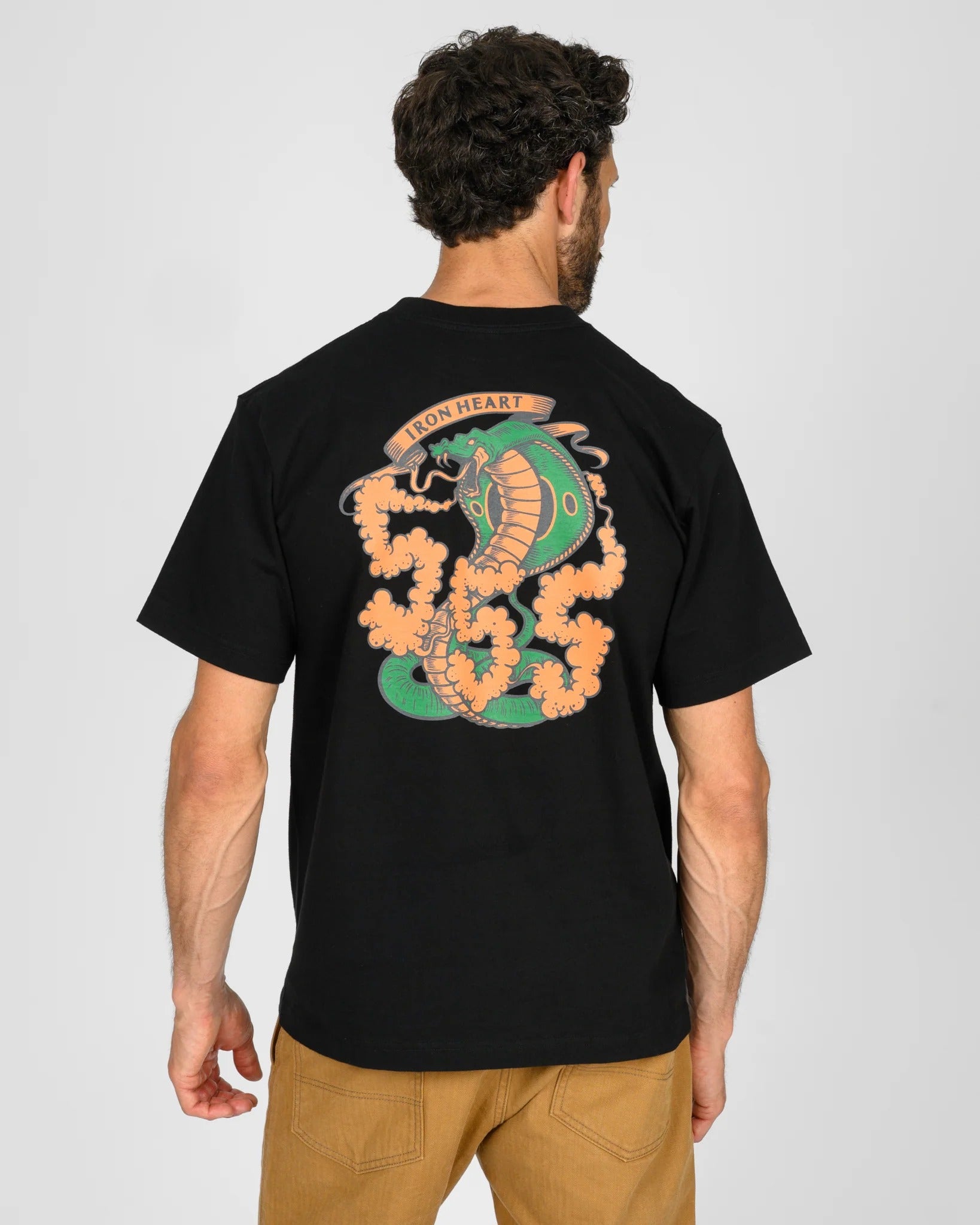 IHT-555-BLK 7.5OZ PRINTED LOOPWHEEL CREW NECK T-SHIRT - BLACK
