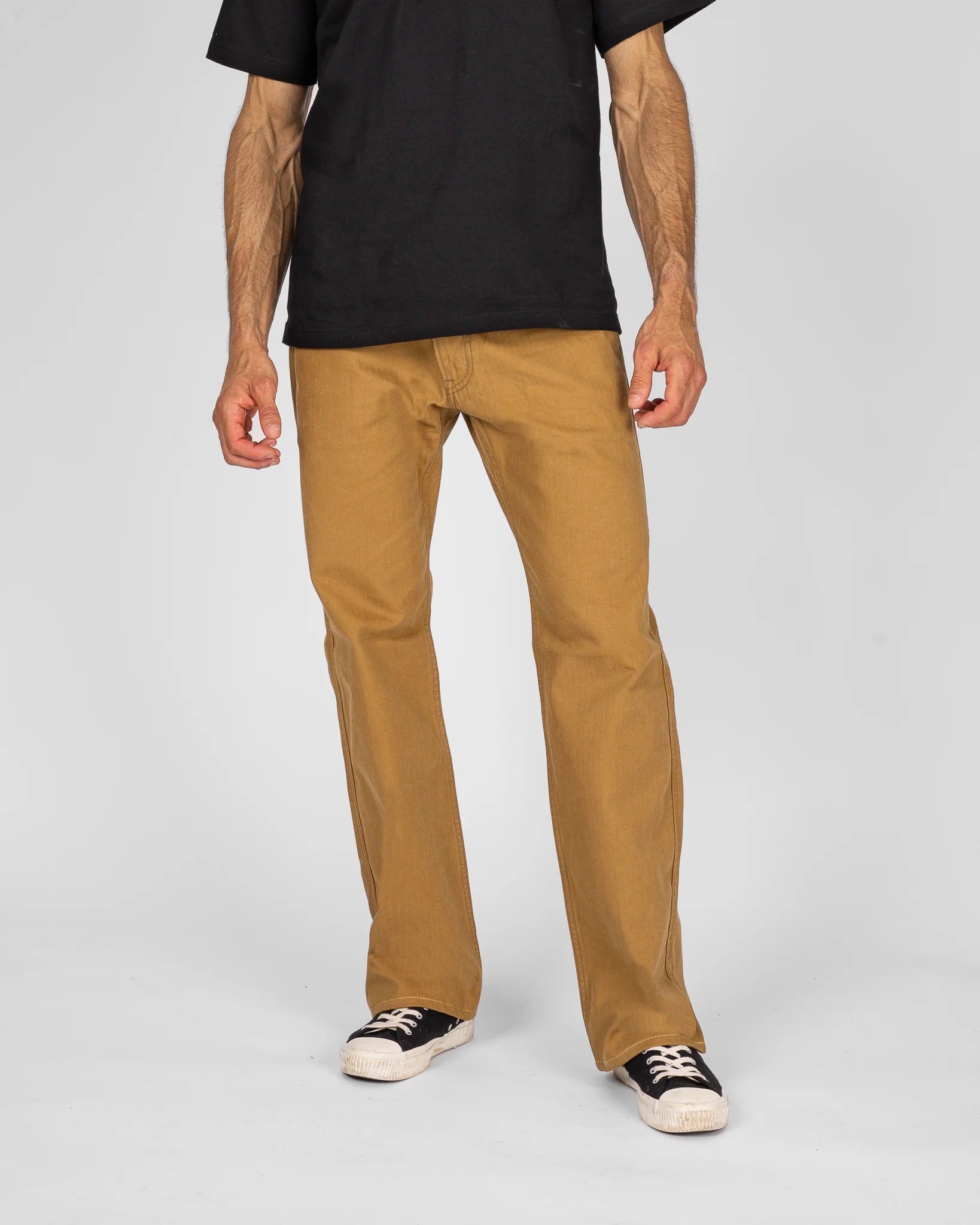 IH-748-BRN 10OZ HERRINGBONE WIDE WORK PANTS - BROWN