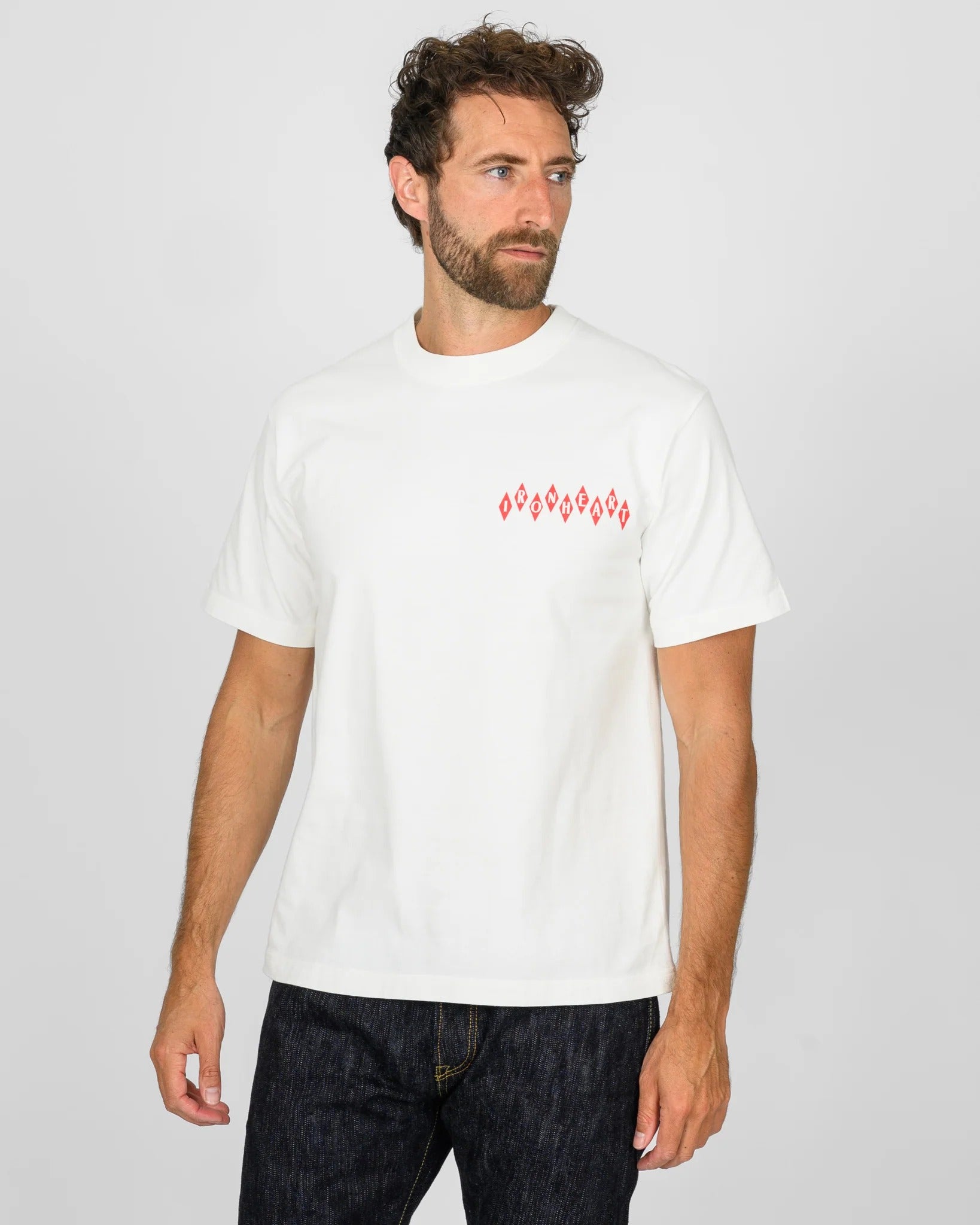 IHT-777-WHT 7.5oz Printed Loopwheel Crew Neck T-Shirt - WHITE