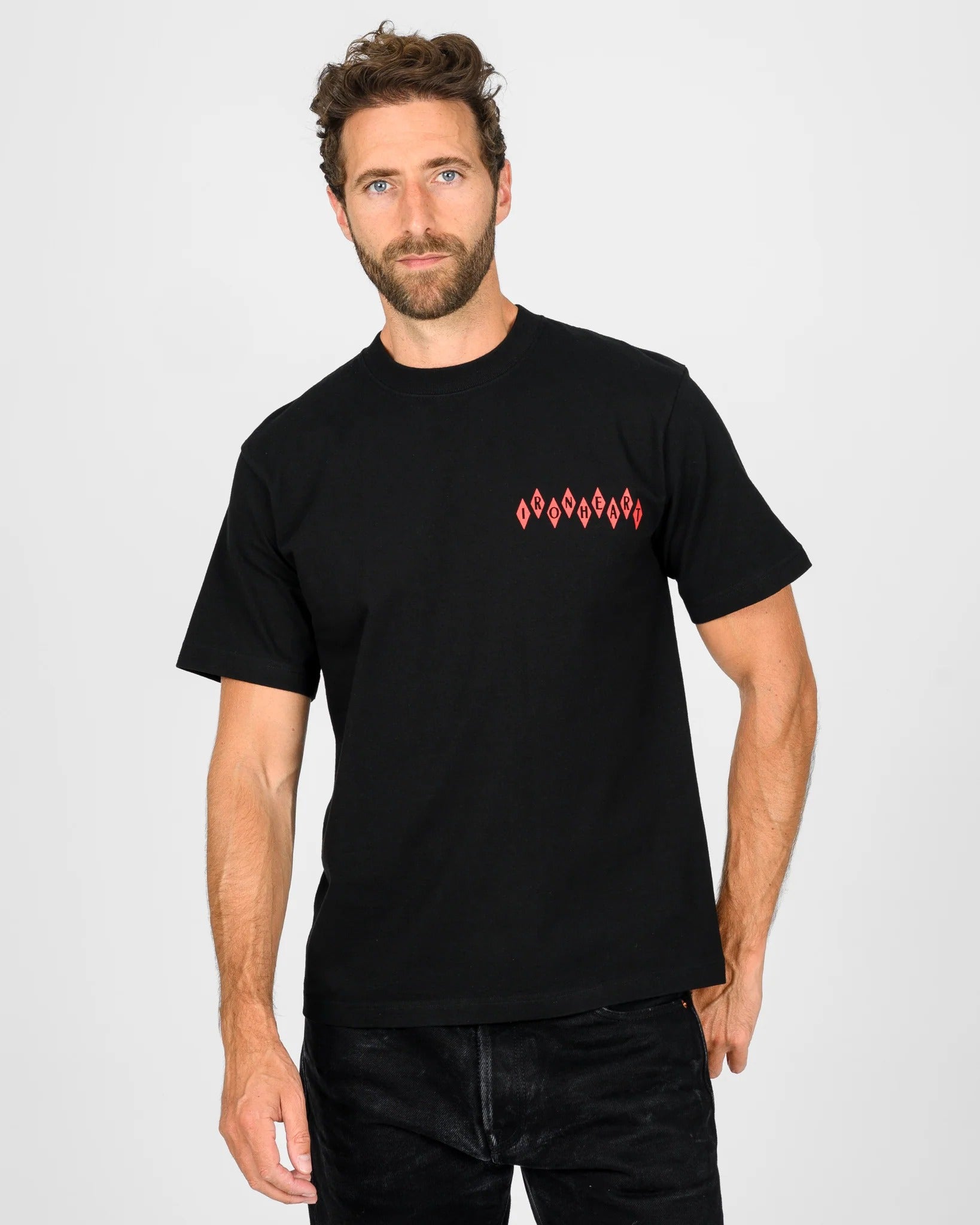 IHT-777-BLK 7.5oz Printed Loopwheel Crew Neck T-Shirt - BLACK