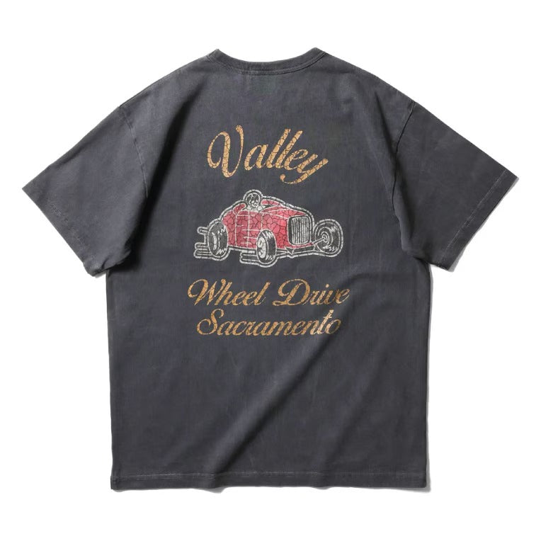 22397 PIGMENT US COTTON PRINT TEE (HOT ROD) - BLACK