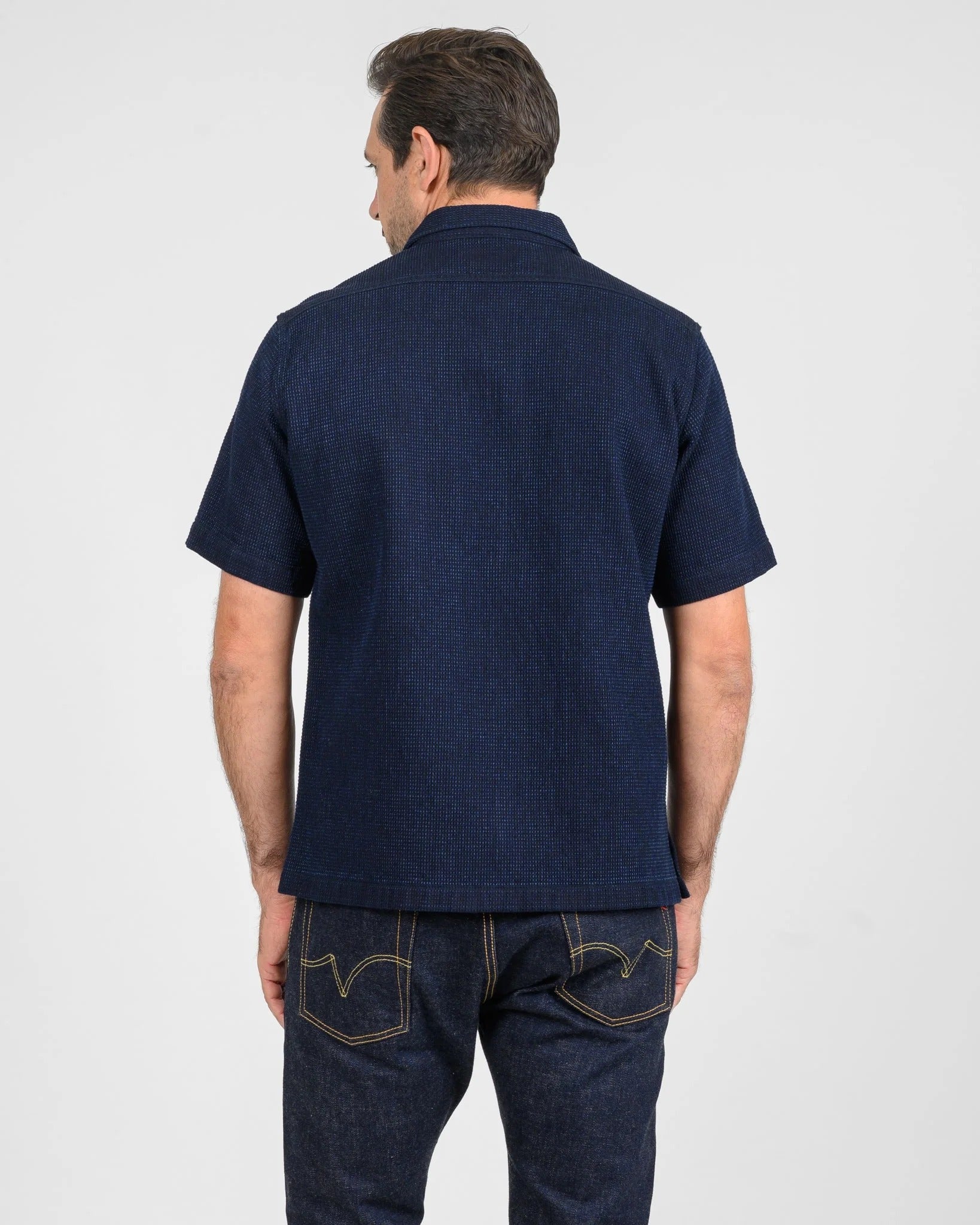 IHSH-445-IND 10OZ DOBBY CLOTH SHORT SLEEVE MECHANIC SHIRT - INDIGO