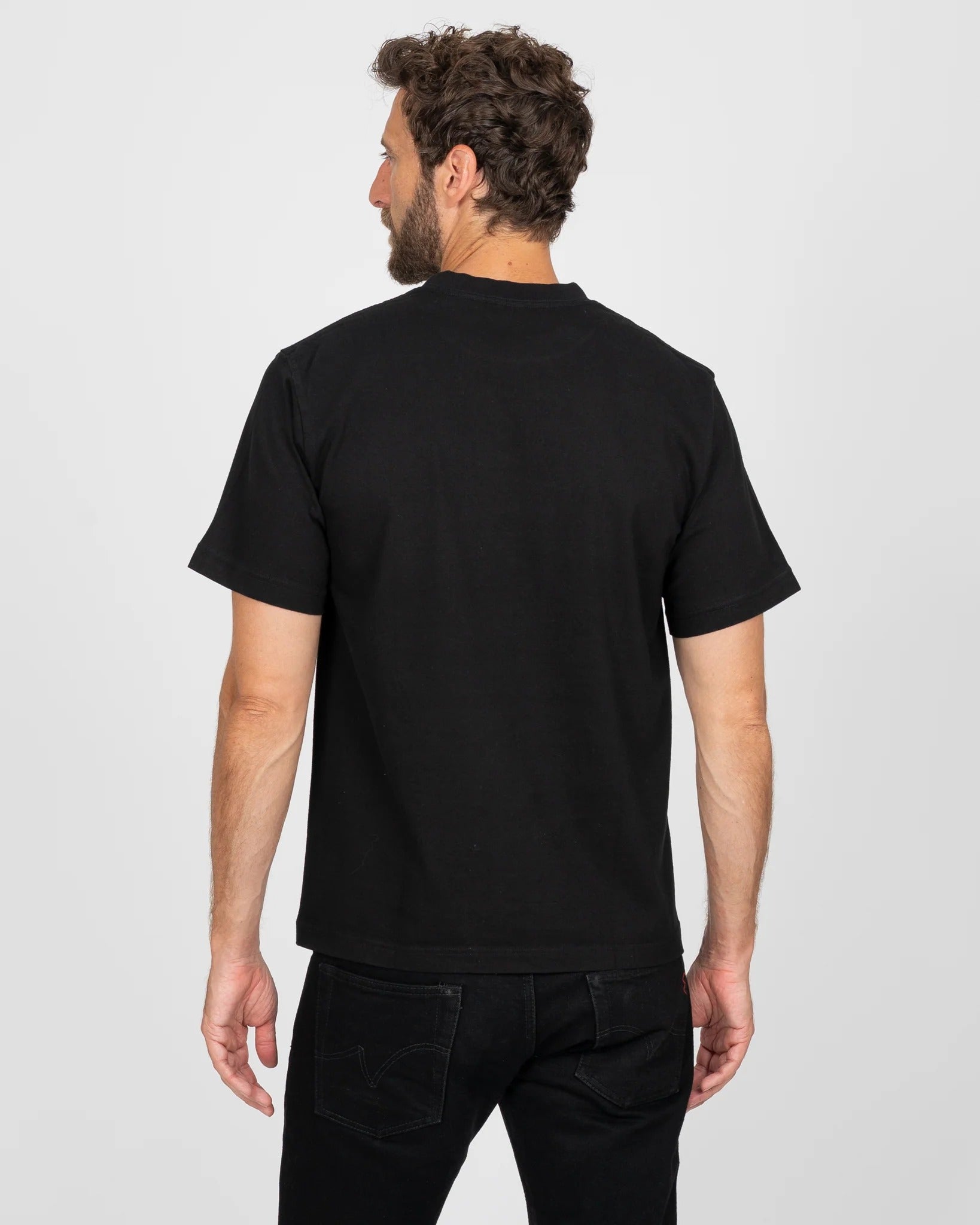 IHT-2602-BLK 7.5OZ PRINTED LOOPWHEEL CREW NECK T-SHIRT - BLACK