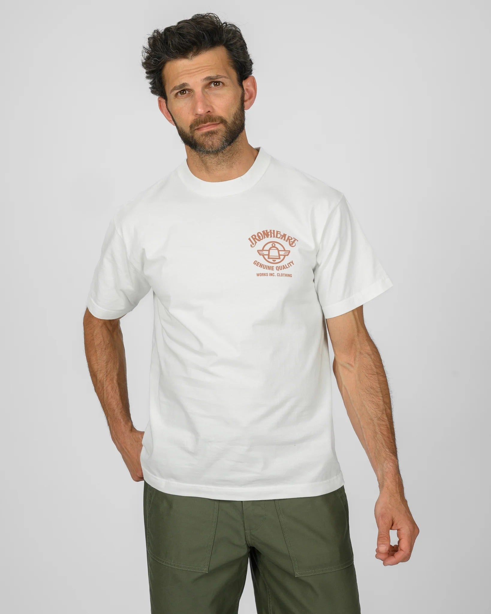 IHT-2603-WHT 7.5OZ PRINTED LOOPWHEEL CREW NECK T-SHIRT - WHITE