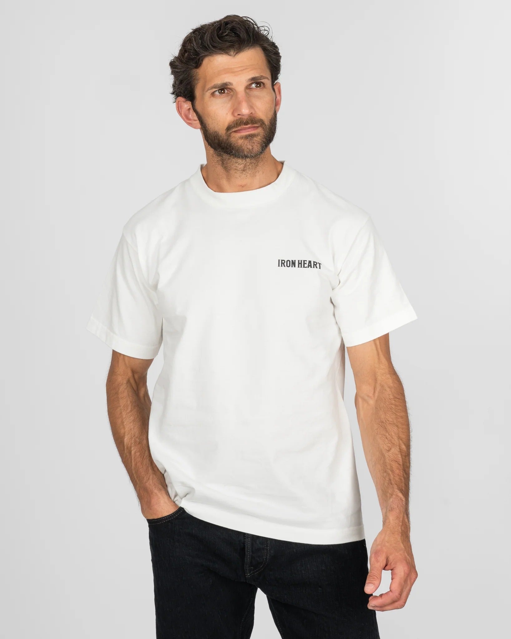 IHT-634-WHT 7.5OZ PRINTED LOOPWHEEL CREW NECK T-SHIRT - WHITE