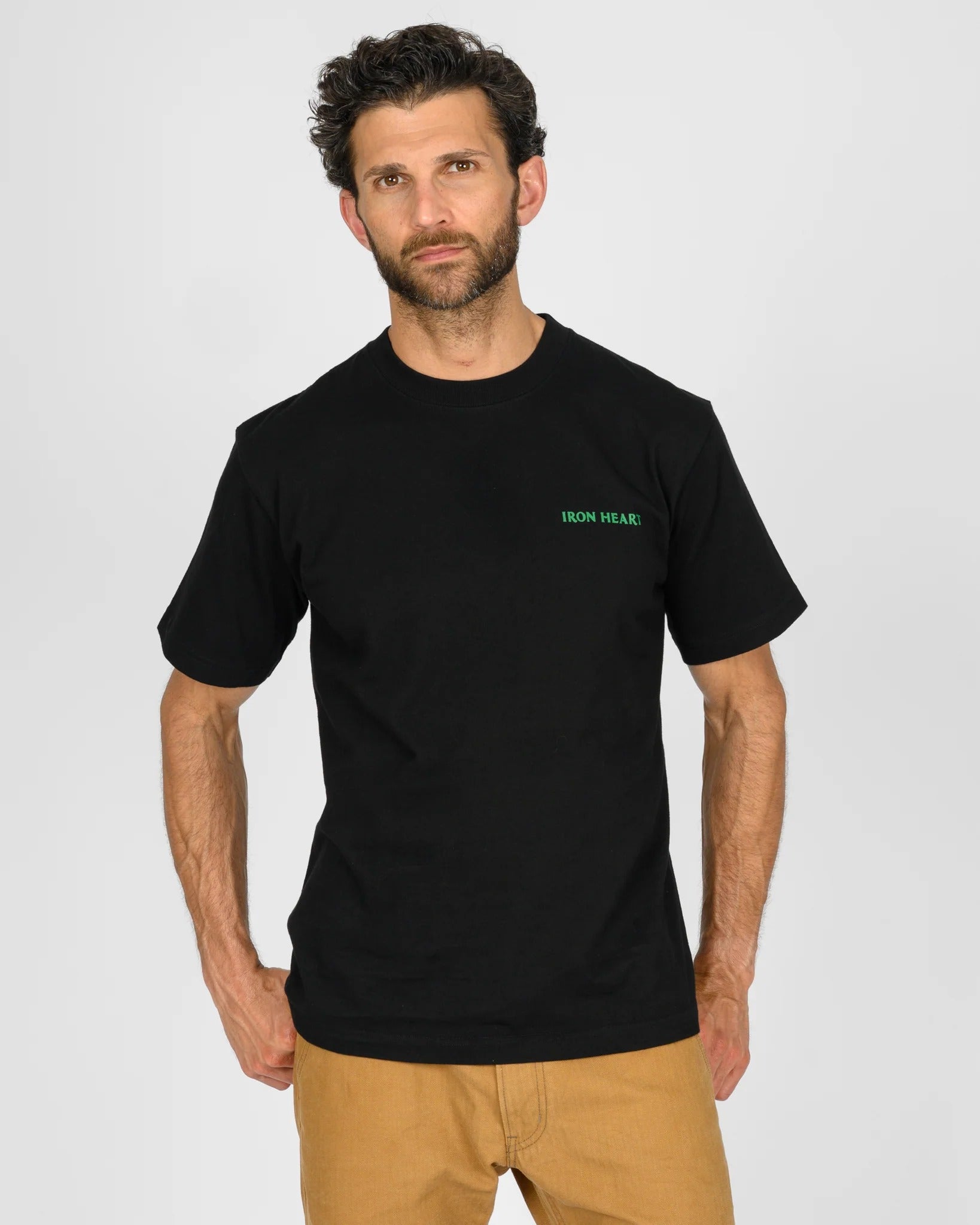 IHT-555-BLK 7.5OZ PRINTED LOOPWHEEL CREW NECK T-SHIRT - BLACK