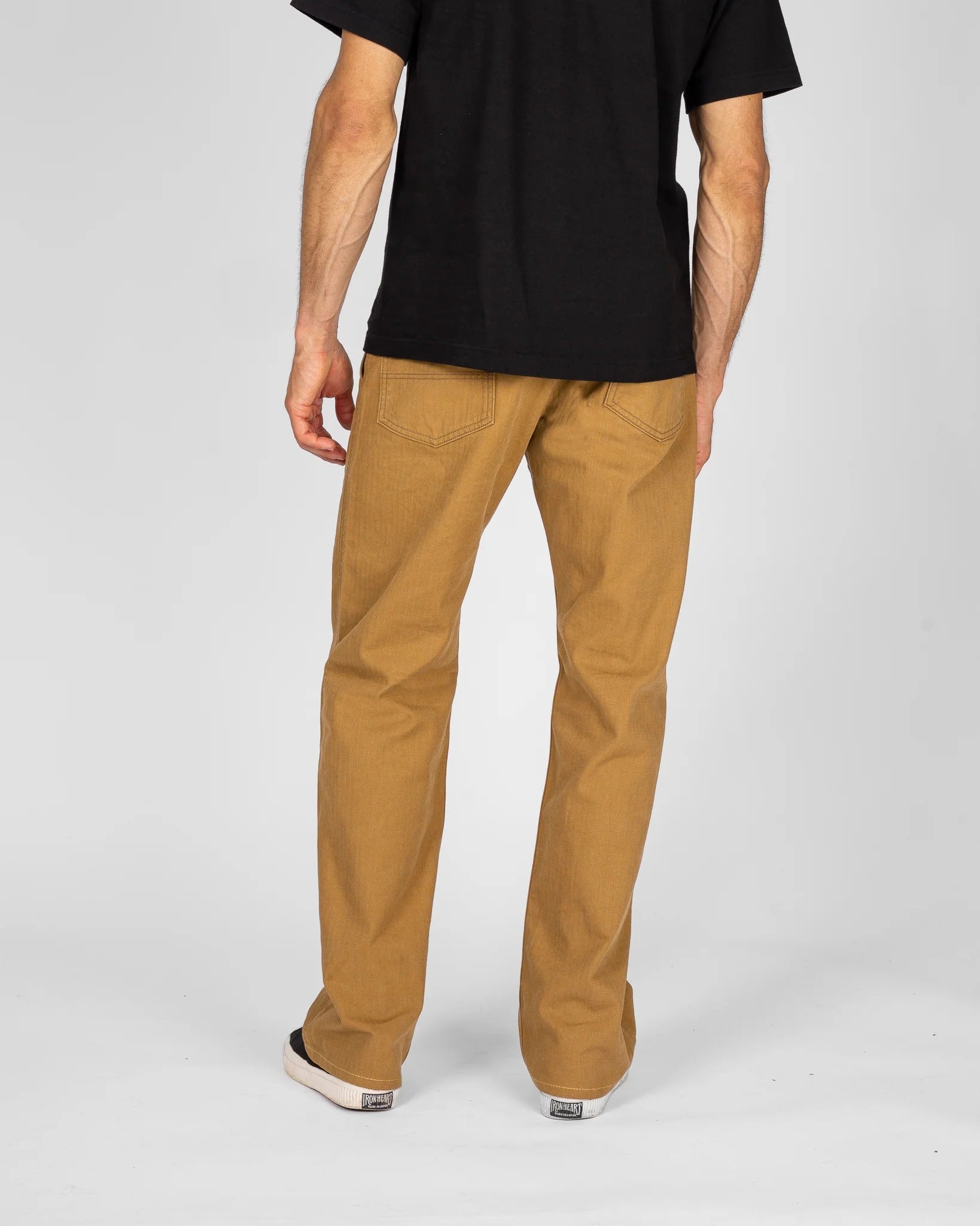 IH-748-BRN 10OZ HERRINGBONE WIDE WORK PANTS - BROWN