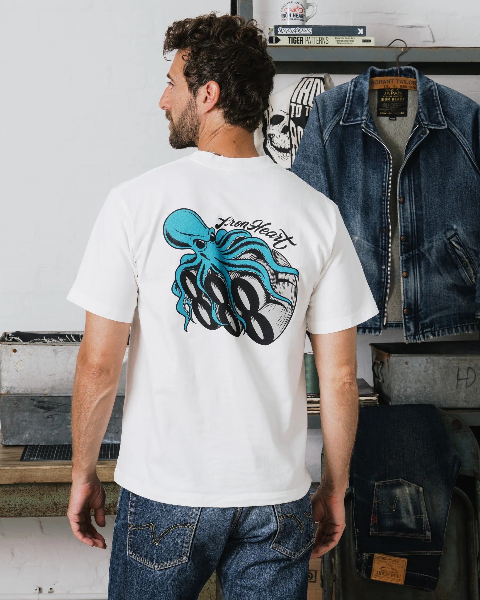 IHT-888-WHT 7.5oz Printed Loopwheel Crew Neck T-Shirt - WHITE