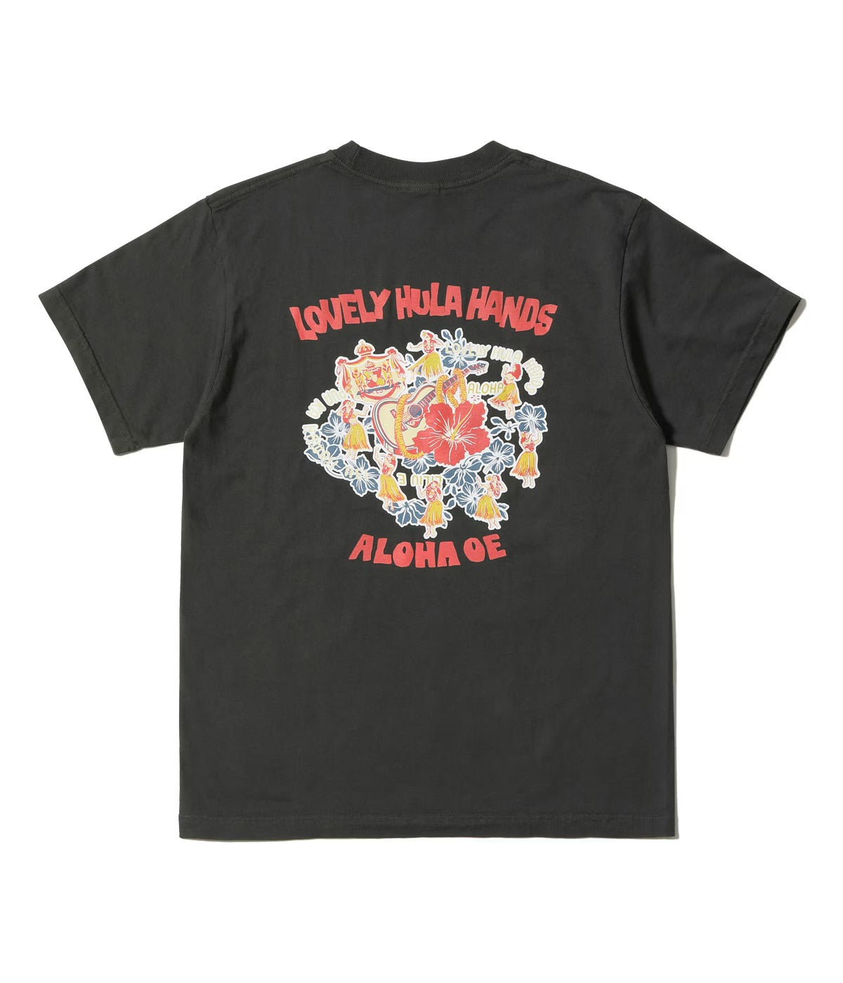 SS79712 SUNSURF PRINT T-SHIRTS “LOVELY HULA HANDS” - BLACK