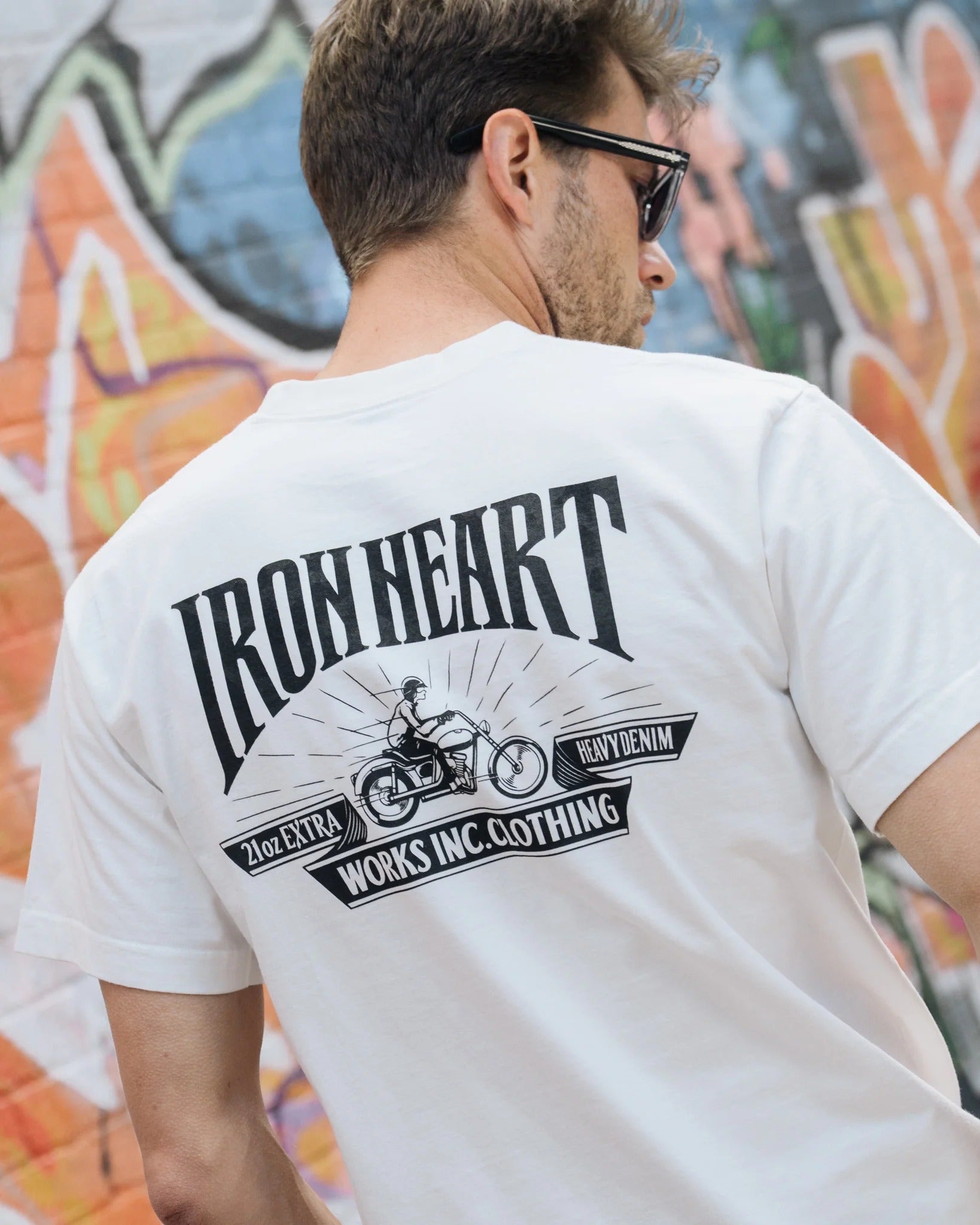 IHT-2601-WHT 7.5OZ PRINTED LOOPWHEEL CREW NECK T-SHIRT - WHITE