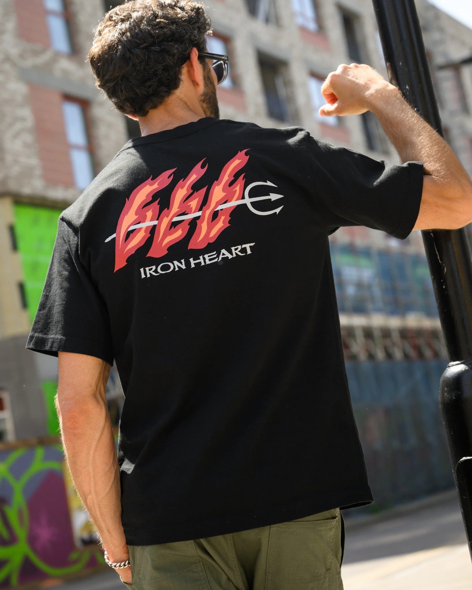 IHT-666-BLK 7.5OZ PRINTED LOOPWHEEL CREW NECK T-SHIRT - BLACK