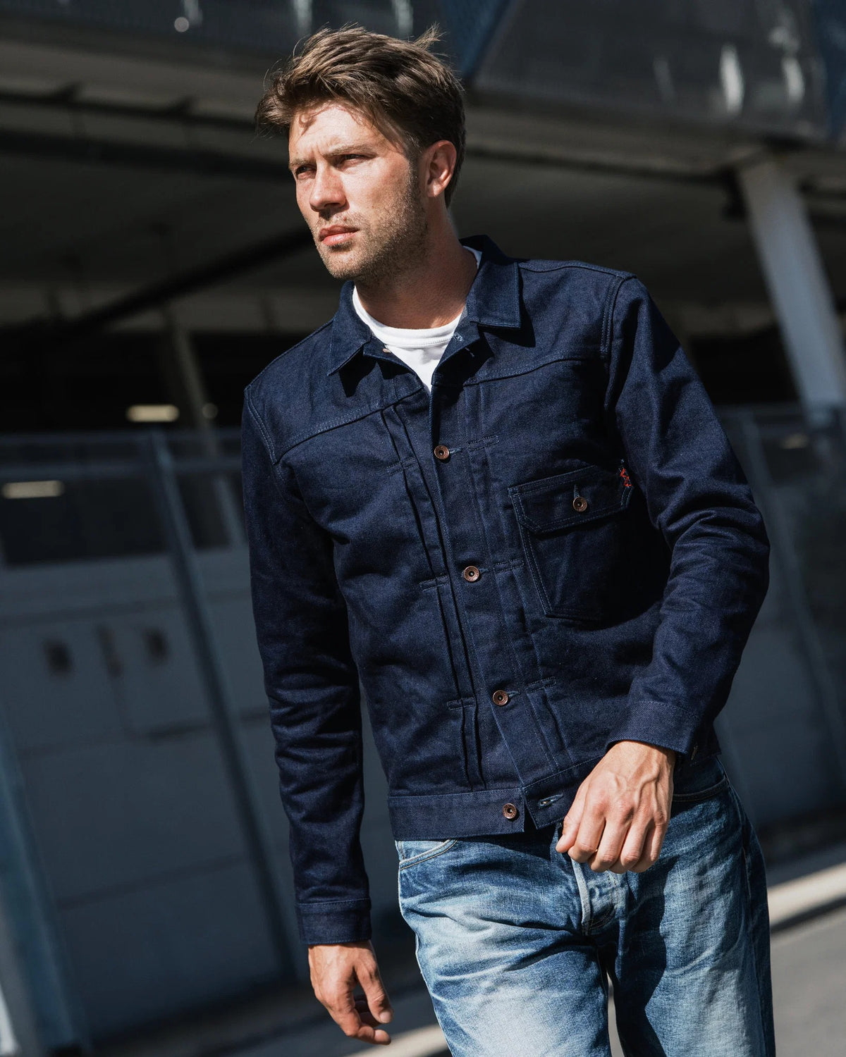 IHJ-140-IG 19oz Selvedge Denim Type I Jacket - INDIGO/GREY