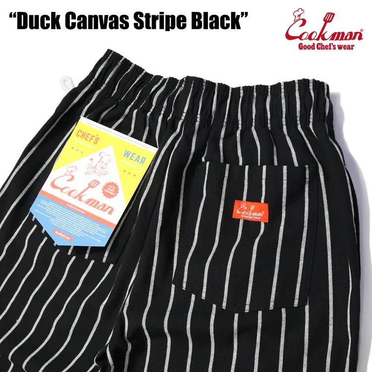 CHEF PANTS DUCK CANVAS STRIPE - BLACK