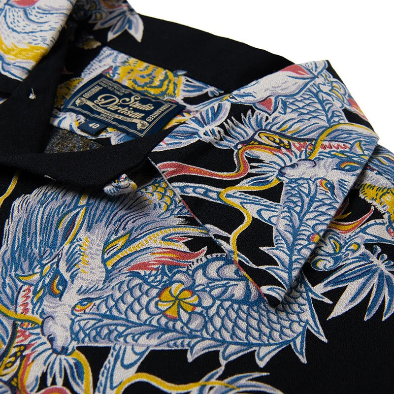 5721 Tornado Pig Aloha Shirt - BLACK