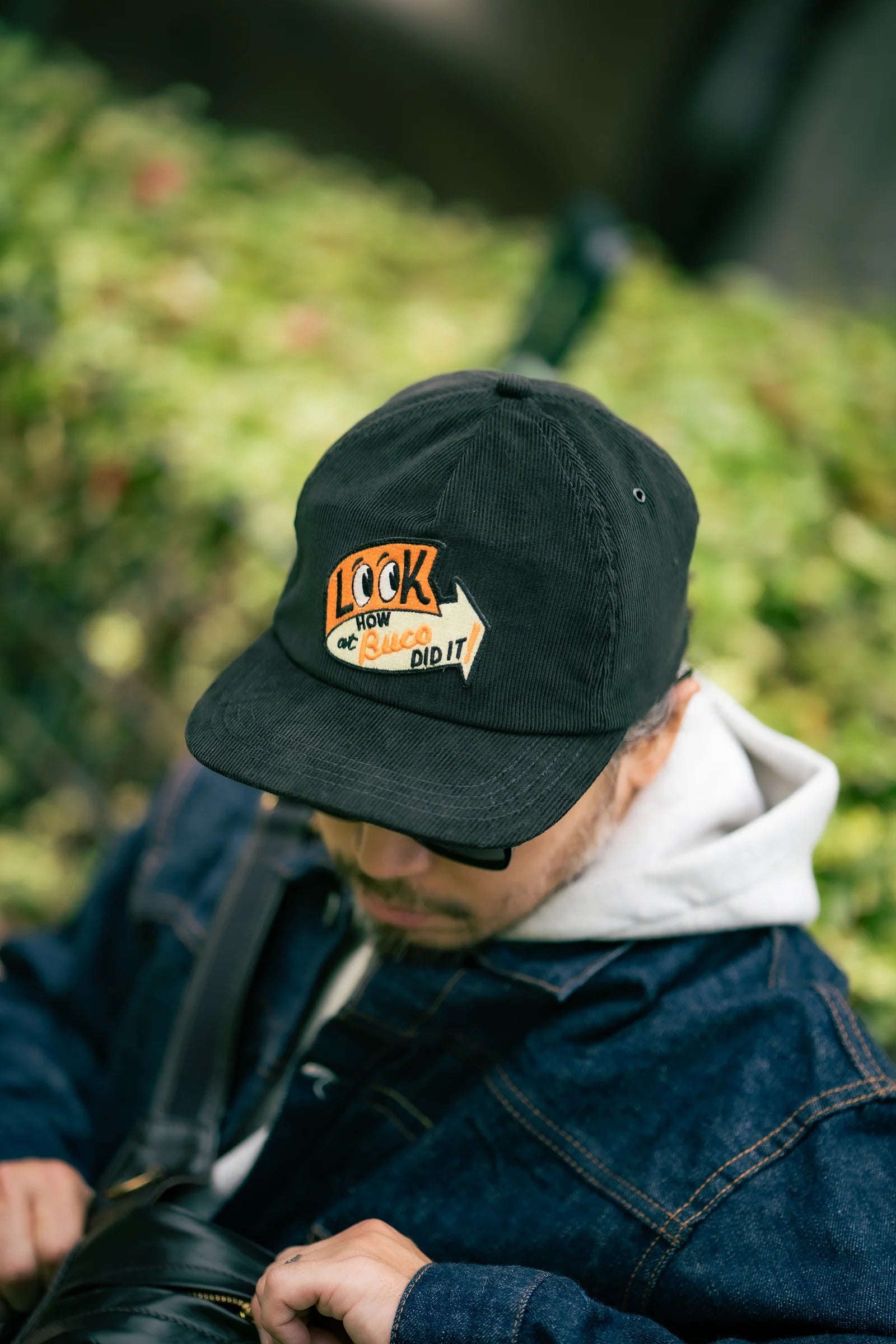 BA25106 FIVE PANEL CORDUROY CAP / LOOK AT HOW BUCO DID IT! - BLACK