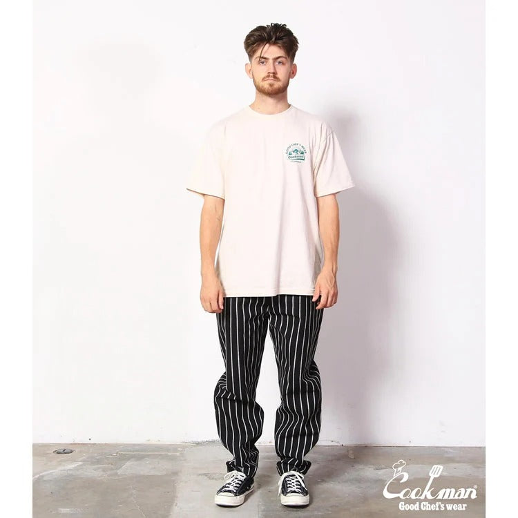 CHEF PANTS DUCK CANVAS STRIPE - BLACK