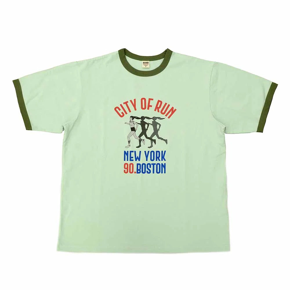 BR-25168 Ringer Print S/S T-shirt (CITY OF RUN) - MINT